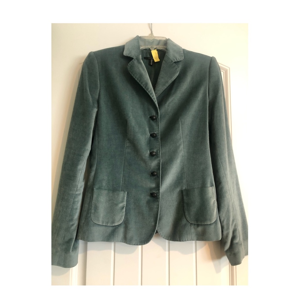 Elie Tahari Size 6 Blueish Velvet Blazer/ Jacket